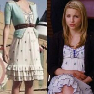 Floreat x Anthropologie Ivory Blue Green Embroidered Cotton Dress